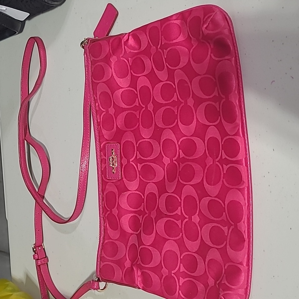 Hot Pink Coach Signature Logo Crossbody Bag
